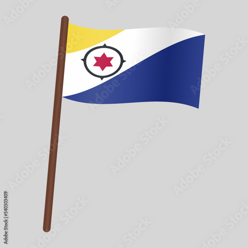 Flag of the country of Bonaire. Flag on the flagpole. vector illustration