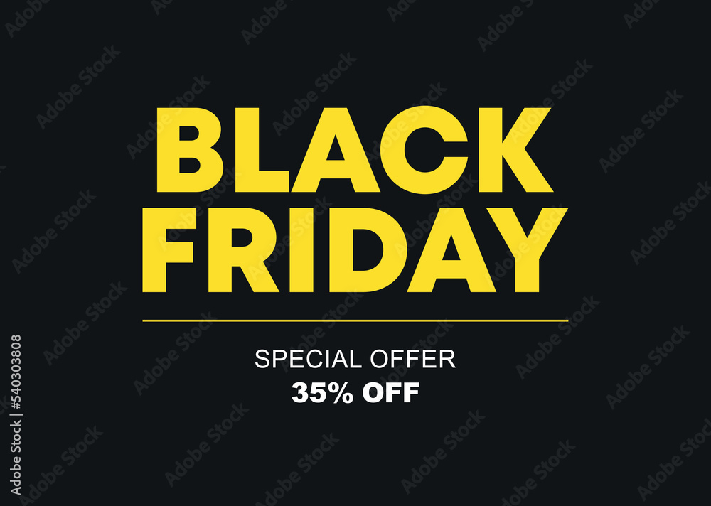 35% off. Special offer Black Friday. Campaign for retail, store. Vector illustration discount price