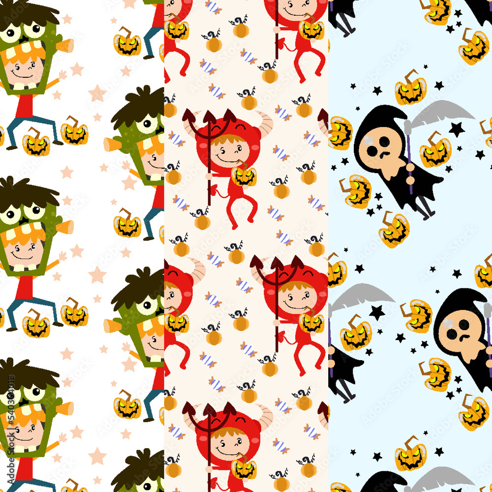 Collection of halloween patterns suitable for wallpaper Collection of halloween patterns suitable for wallpaper