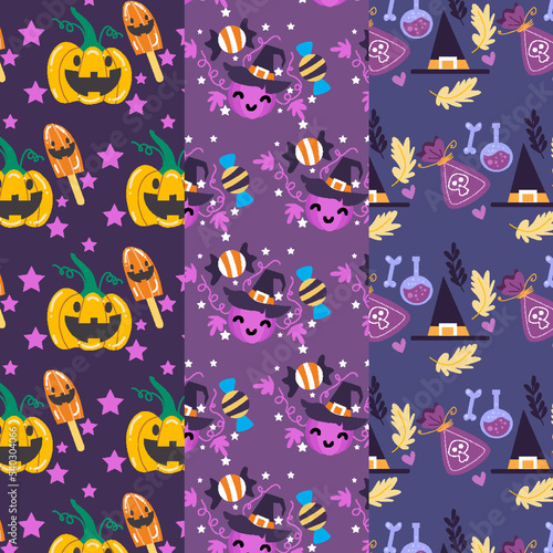 Collection of halloween patterns suitable for wallpaper