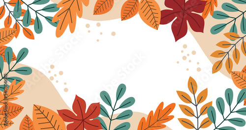 colorful leaves background around the display screen