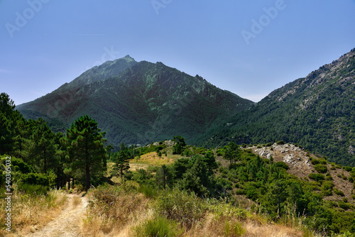 Beautiful green mountain landscape from Fort of Pasciola in Central Corsica, France photo