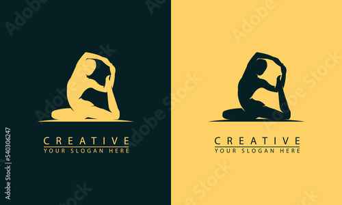 yoga woman vector silhouette logo icon