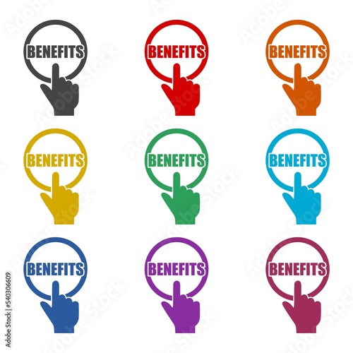 Benefits icon isolated on white background. Set icons colorful Free Download Benefits icon isolated on white background. Set icons colorful - GFXLoad