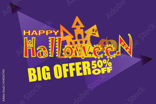 Wallpaper Mural Halloween Big Sale 50% Off Text Effect Banner Design With Blue Color Background and Colorful Fonts, use Text Effect Banner Design For Media Channel Poster, easy use to editable text for Business Ads. Torontodigital.ca