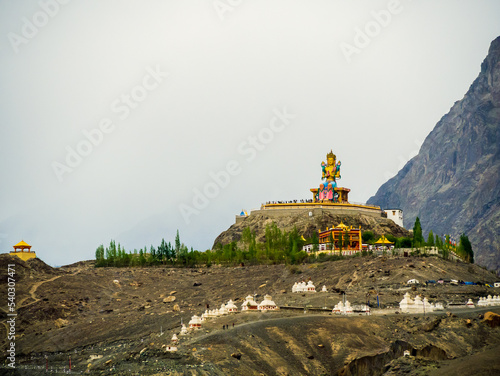 Beautiful Buddha statue at Diskit Monastery photo