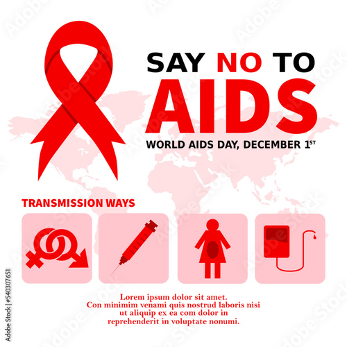 HIV and AIDS transmission poster of infographic logotypes in flat design
