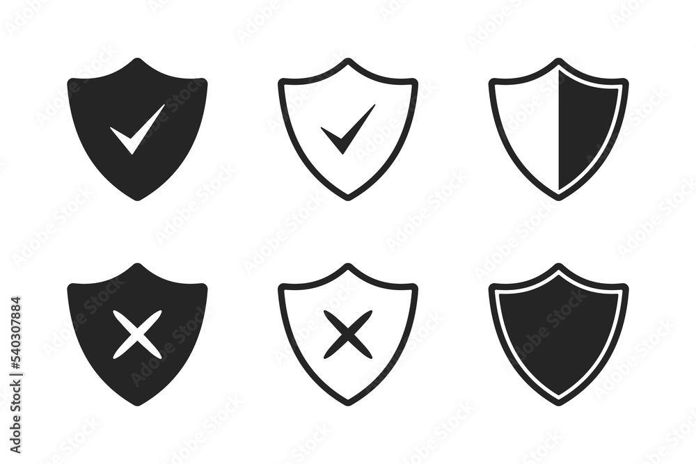 shield icon set, protection shield, security icon