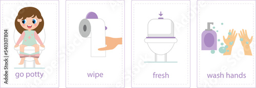 Girl Potty flash card. Potty Training Chart. Potty Reward Chart. Daily Routine.