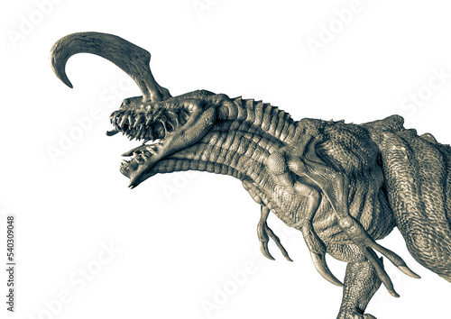 alien dinosaurs in white background side view