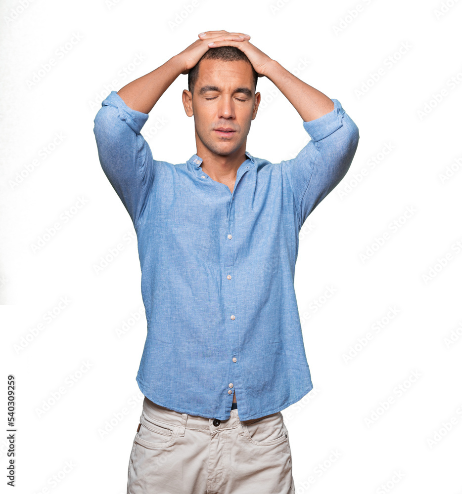Quiet man making a relaxation gesture Quiet man making a relaxation gesture