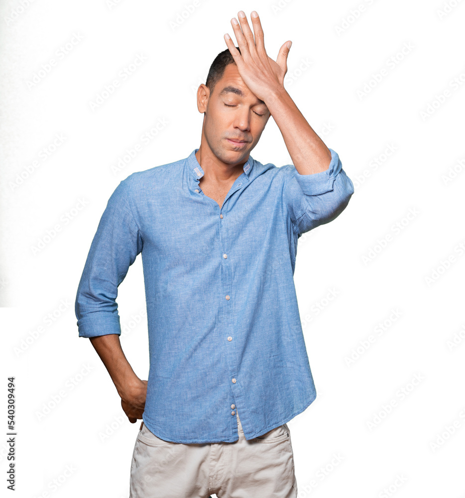 Fototapeta premium Concerned young man who made a mistake