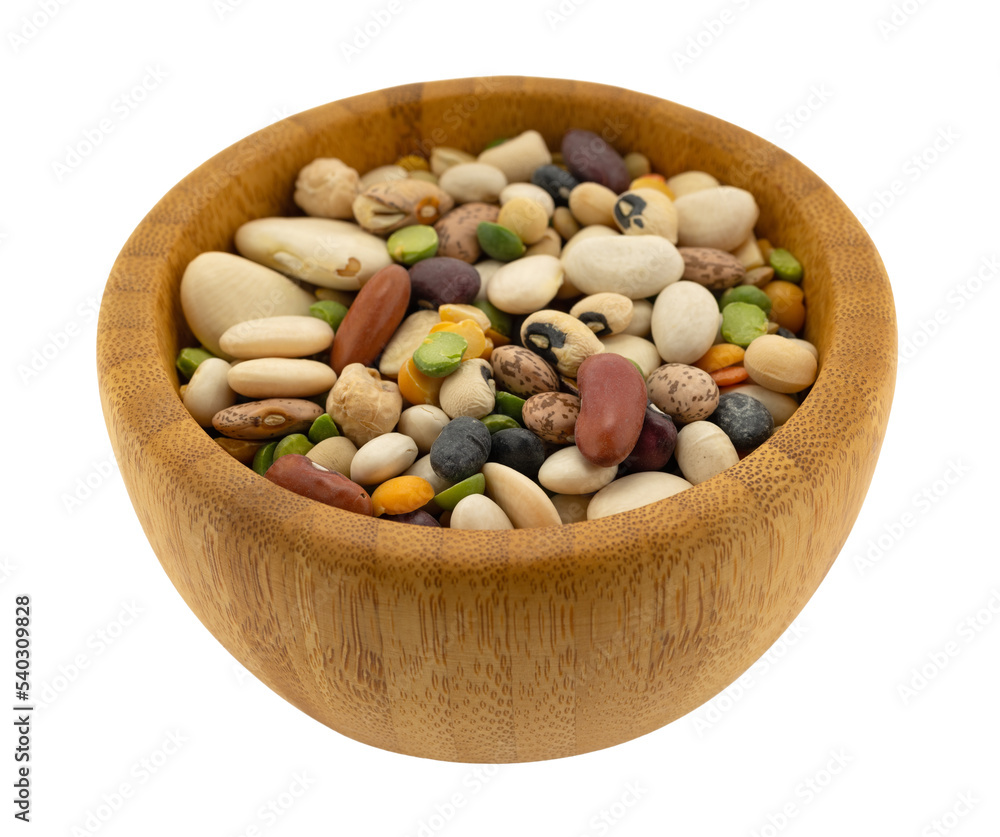 Side view of 13 bean soup ingredients in a wood isolated on a white background. Side view of 13 bean soup ingredients in a wood isolated on a white background.