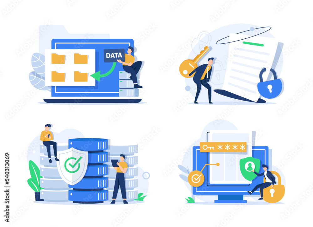 Cloud computing concept in flat style. IT specialists administrate cloud storage scene. Hosting platform, big data processing web banner Cloud computing concept in flat style. IT specialists administrate cloud storage scene. Hosting platform, big data processing web banner