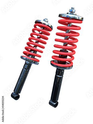 car shock absorber 3d illustration on transparent background