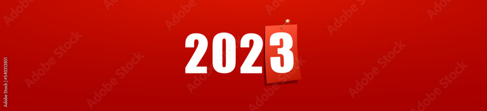Red banner with the numbers 2023. New Year's holiday banner for the site. Horizontal vector illustration