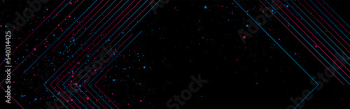 Blue purple minimal lines and shiny dust particles abstract background. Vector futuristic design