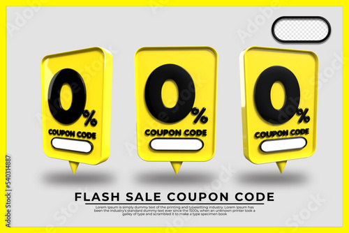 bundle of 3D render down payment  0 % sales price vector yellow and black color