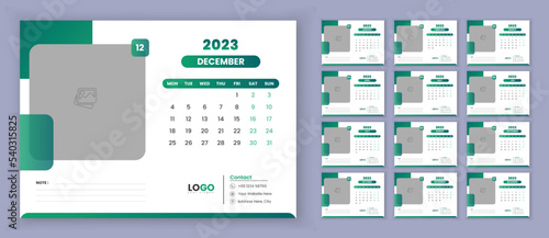 Desk Calendar 2023 Or Monthly Weekly Schedule, 2023 New Year Desktop Calendar Design Template.