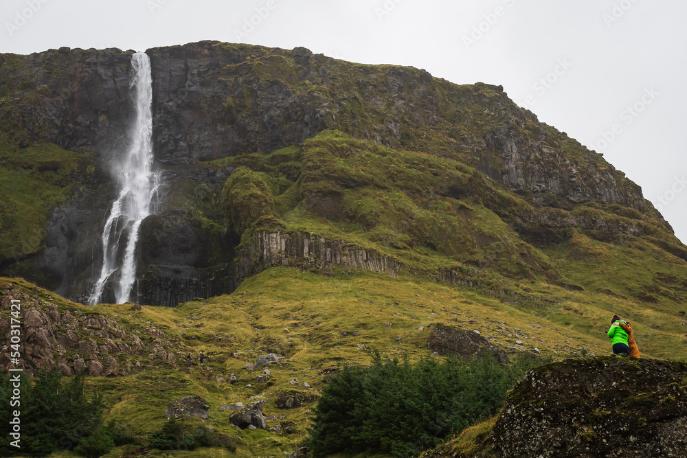 Landdscape of the Bjarnarfoss Waterfall (Snæfellsnes Peninsula, Iceland)