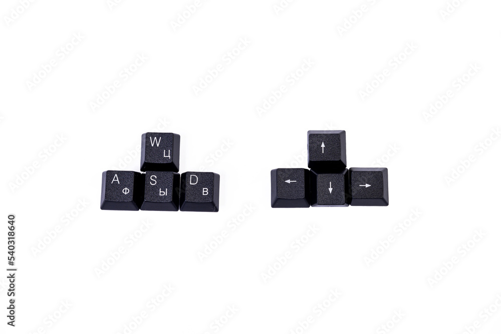 Naklejka premium Game buttons W A S D on white background