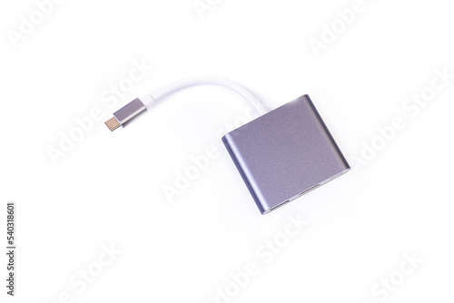 Wallpaper Mural various converter cables adapters for computers and smartphones HDMI VGA USB DVI DP isolated on white Torontodigital.ca