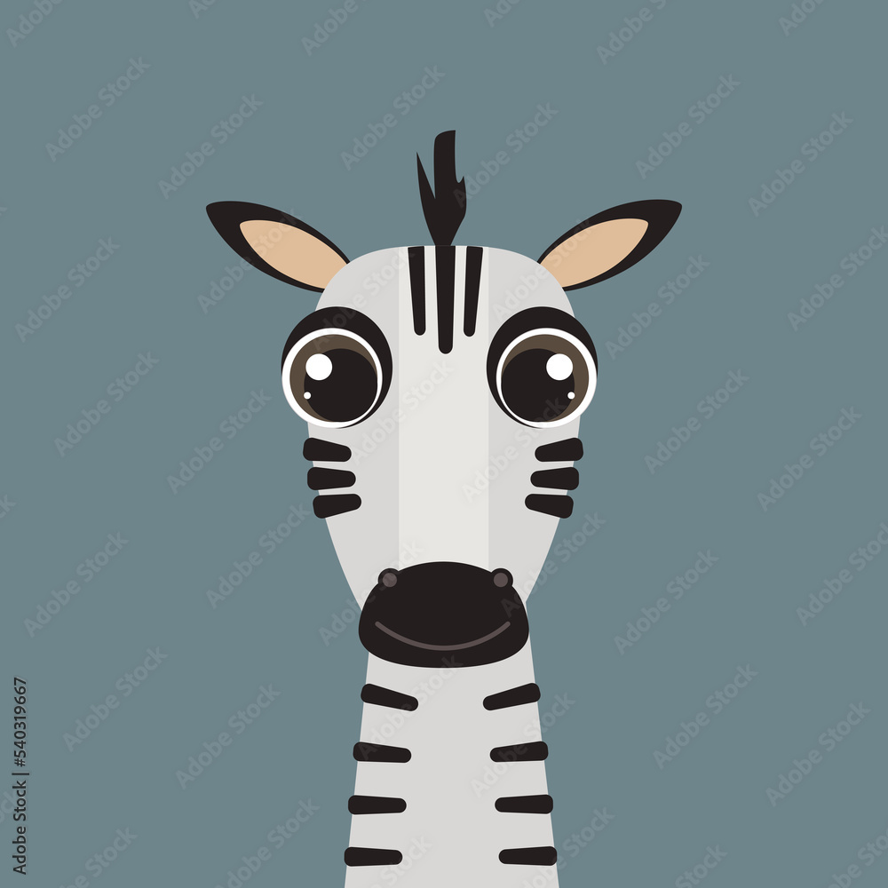 custom made wallpaper toronto digitalDoodle Style Flat Cartoon Safari Animals. Zebra close-up portrait
