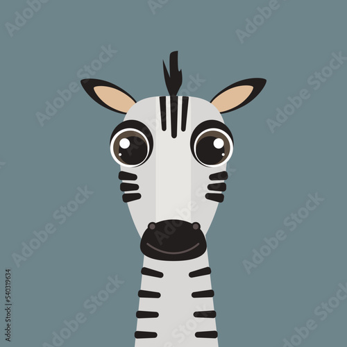 Wallpaper Mural Doodle Style Flat Vector Cartoon Safari Animals. Zebra close-up portrait Torontodigital.ca