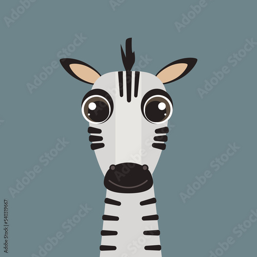 Wallpaper Mural Doodle Style Flat Cartoon Safari Animals. Zebra close-up portrait Torontodigital.ca