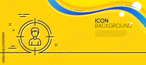 Head hunting line icon. Abstract yellow background. Business target or Employment sign. Minimal headhunting line icon. Wave banner concept. Vector