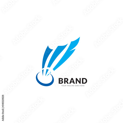shuttlecock logo, badminton sport tournament logo design illustration element in overlapping color logo