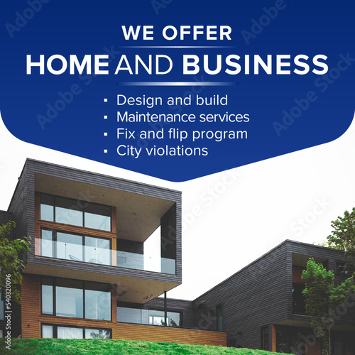 Construction, Arquitecture and design Building and House Service Offer Banner Post Template photo