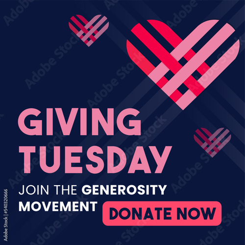 Giving Tuesday with Vector Hearts Post Banner Template