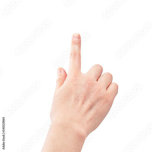 指でタッチ操作する男性の手_スマホ操作_タップ_スワイプ_指を差す_背景透過切り抜き合成用png素材