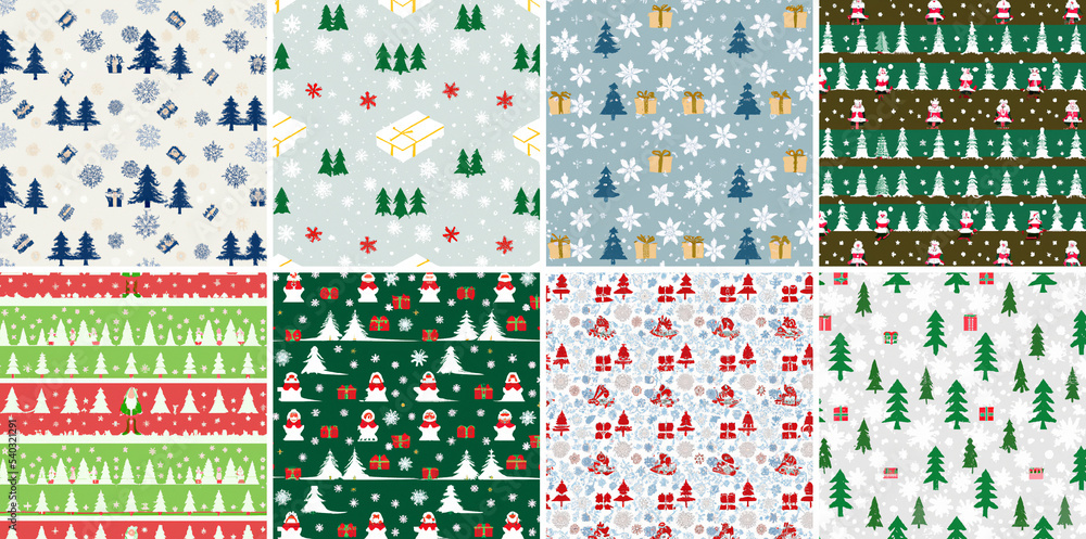 Fototapeta premium Illustration of a Christmas background with various holiday ornaments
