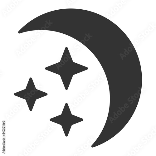 Moon and stars in the sky - icon, illustration on white background, glyph style