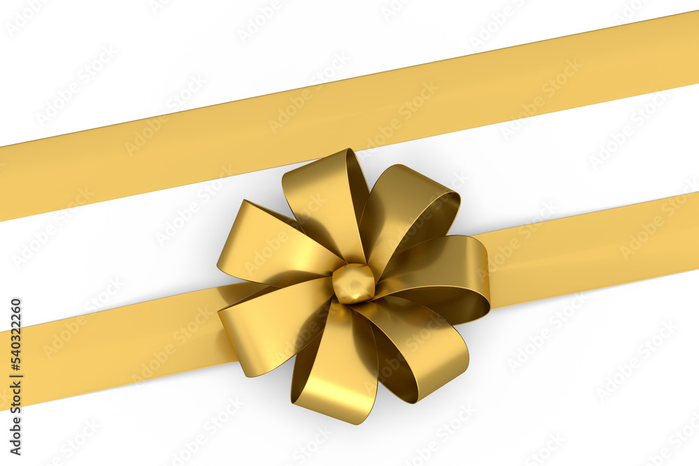 Fototapeta premium Realistic decorative bow or ribbon for gift box isolated on white background.