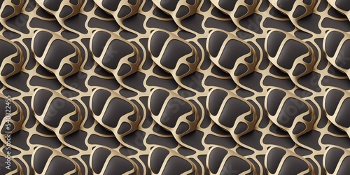 Seamless geometric pattern with gold metallic and dark gray elements