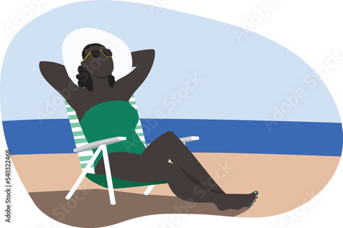 Woman on the Beach Sunbathing 