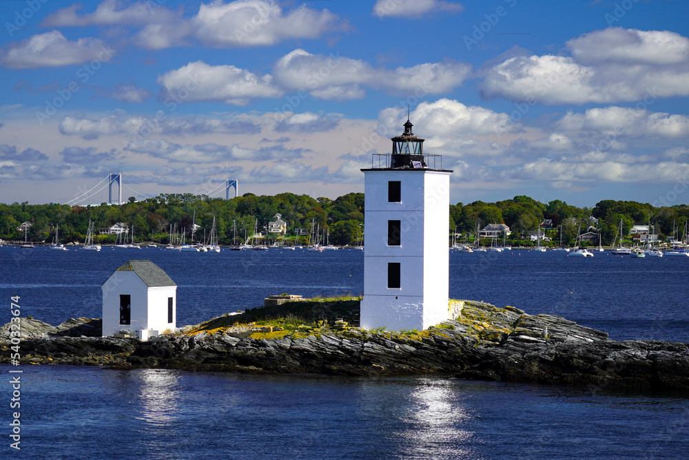Dutch Island Lighthouse in Narragansett Bay in Rhode Island