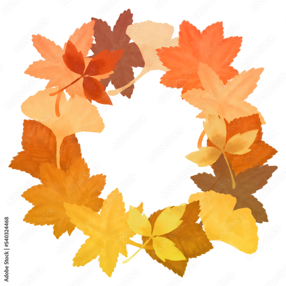 紅葉のリース　イラスト素材