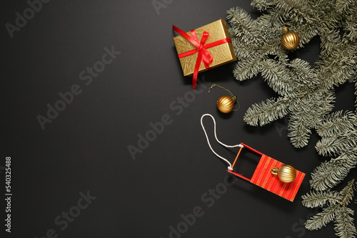 decorated Christmas tree on a dark background