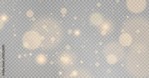 Christmas background. Powder PNG. Magic shining gold dust. Fine, shiny dust bokeh particles fall off slightly. Fantastic shimmer effect. Stock royalty free vector illustration. PNG