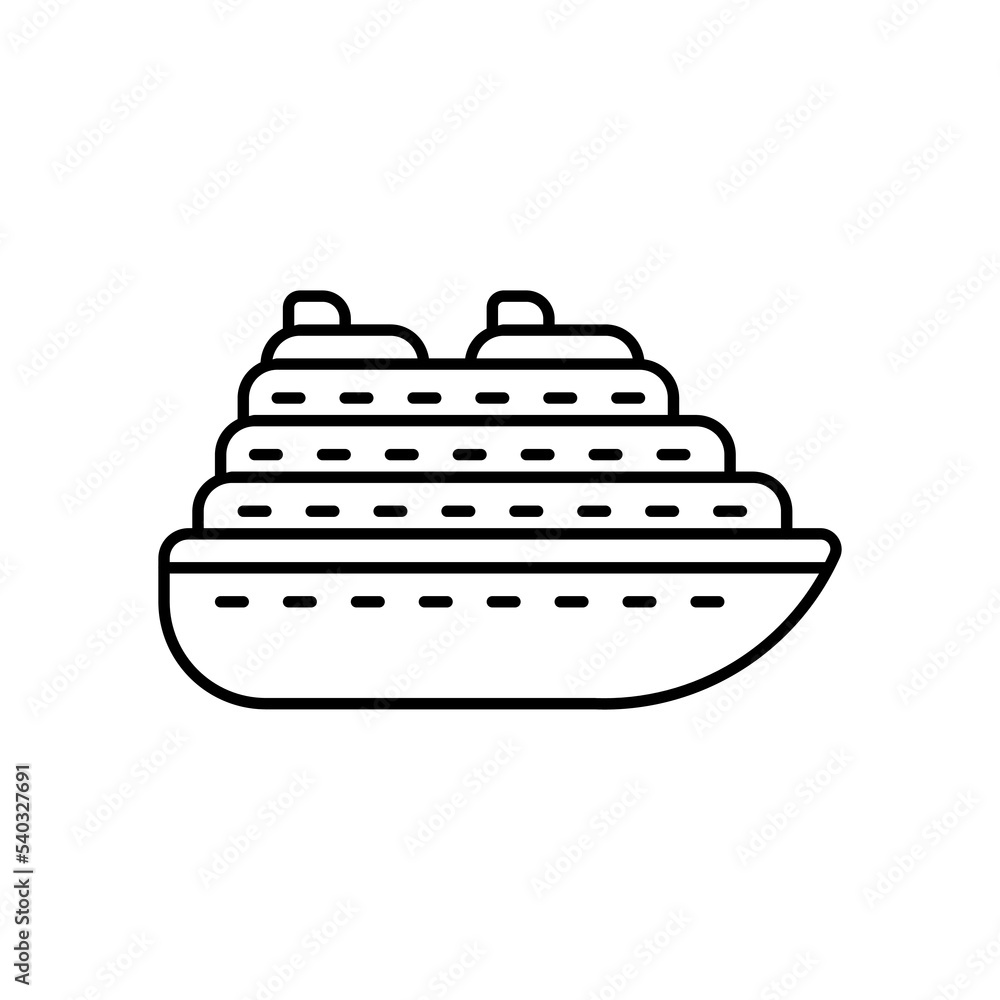 Cruise Ship Icon, Travel Through the Ocean on a Luxury Yacht.