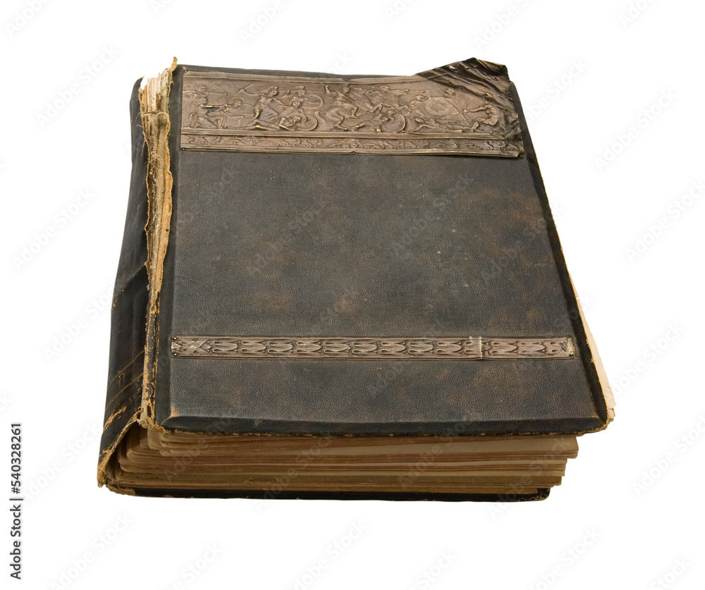 old book with an engraving, isolated on white background old book with an engraving, isolated on white background