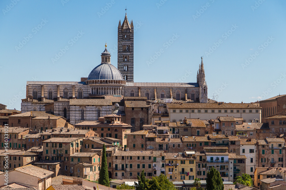 Siena, Tuscany, Italy, The medieval city centre of Siena with the cathedral Duomo di Siena