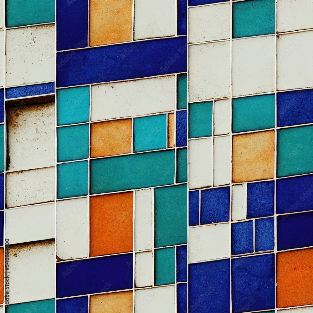 Colorful wall tile mosaic seamless pattern