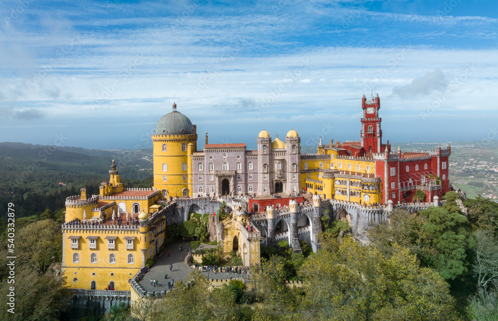 Palace of Pena in Sintra. Lisbon, Portugal. Part of cultural site of Sintra City