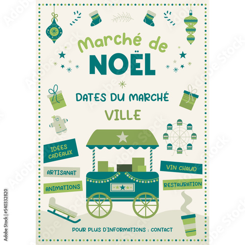 Affiche - Marché de Noël - Template modifiable pour communication sur les événements de fin d'année
