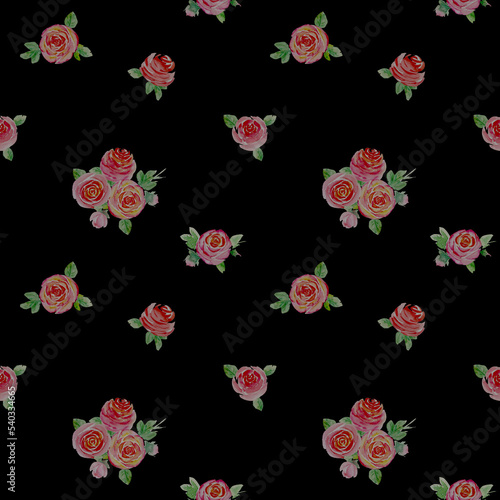 Watercolor roses flowers. B...